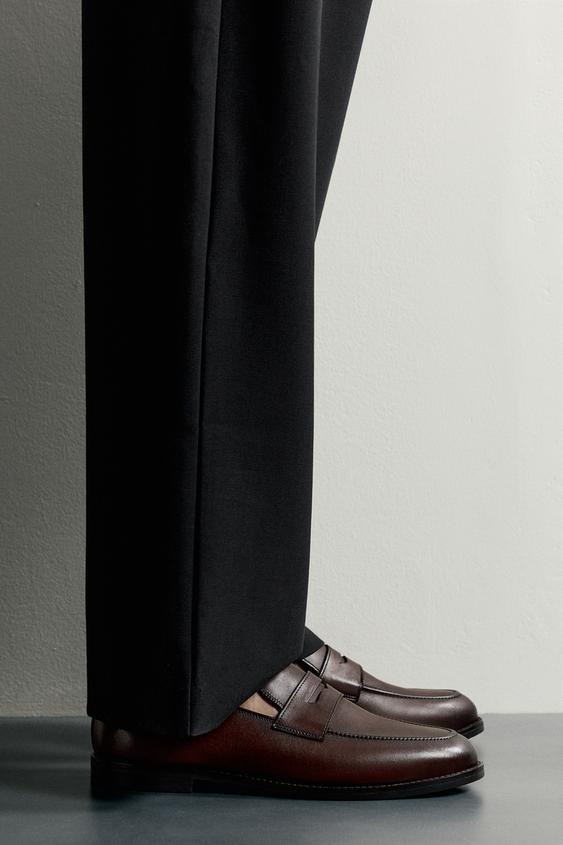 LEATHER PENNY LOAFERS - Brown by Zara - Image 0