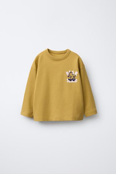 ANIMAL FLOCKING T-SHIRT - Ochre by Zara