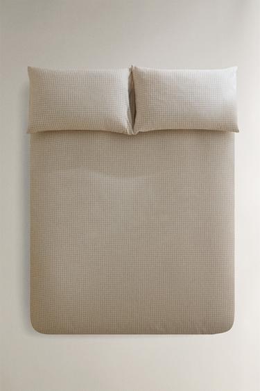 CHECK FLANNEL DUVET COVER - Ecru by Zara