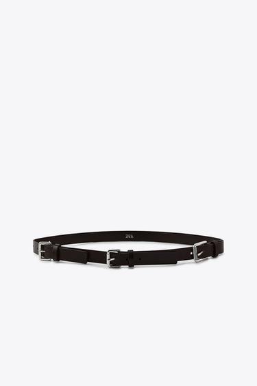 LEATHER MULTI-POSITION BUCKLE BELT - Brown by Zara