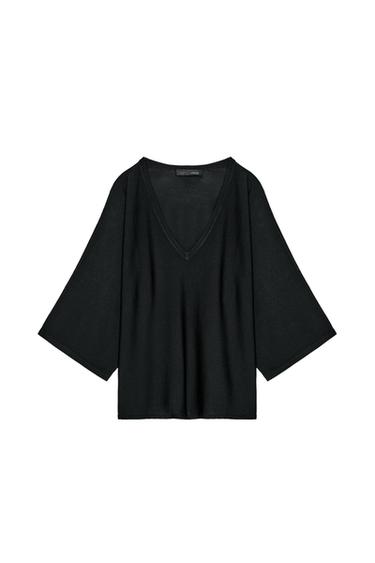 FLUID V-NECK KNIT JUMPER - Black by Zara