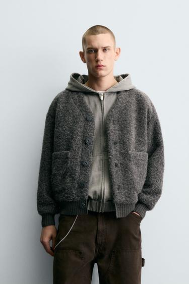 TEXTURED CARDIGAN WITH POCKETS - Grey by Zara