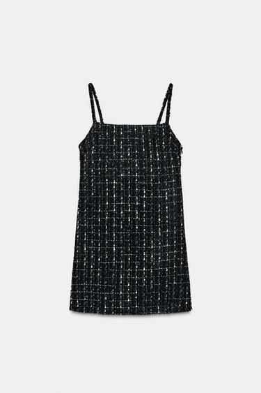 SHORT METALLIC THREAD STRUCTURED DRESS - Black / Ecru by Zara
