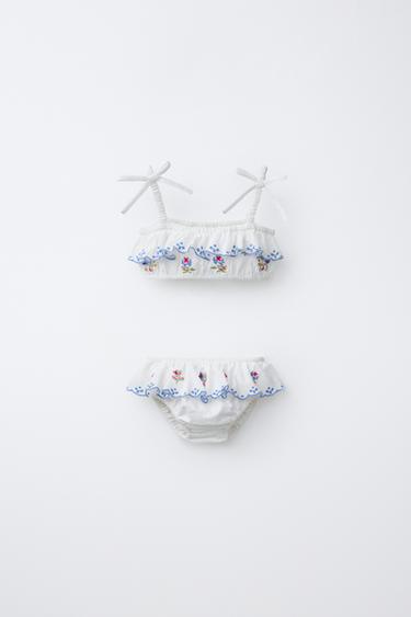 4-10 Years | Embroidered Bikini - Ecru by Zara