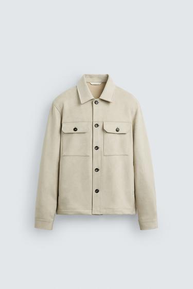 FAUX SUEDE OVERSHIRT - Sand by Zara