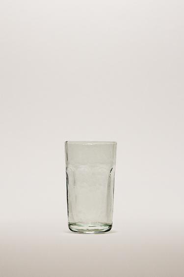 HAMMERED GLASS TUMBLER WITH RAISED DESIGN - Transparent by Zara