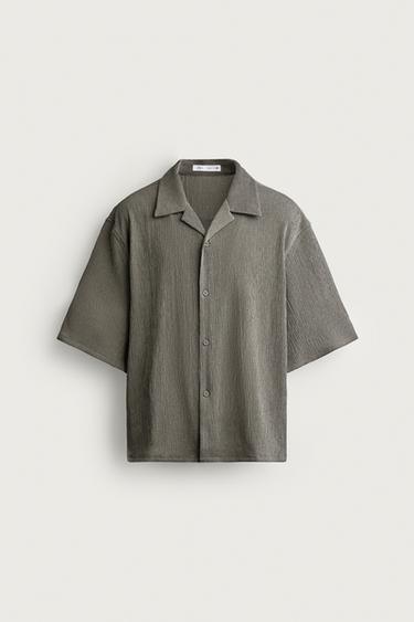 TEXTURED RELAXED FIT SHIRT - Light khaki by Zara
