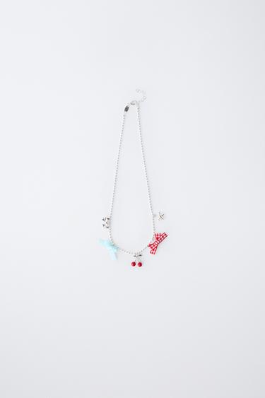 CHERRY AND BOW NECKLACE - Silver by Zara - Image 0