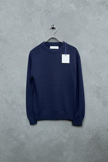 STORIESZ - COTTON AND LINEN KNIT JUMPER - Bluish by Zara