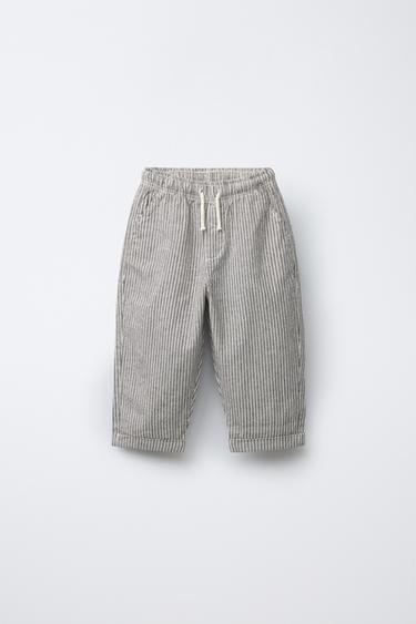 STRIPED BAGGY TROUSERS - Ecru / Blue by Zara - Image 0