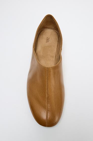 LIMITED EDITION SOFT LEATHER SLIPPERS - Brown by Zara