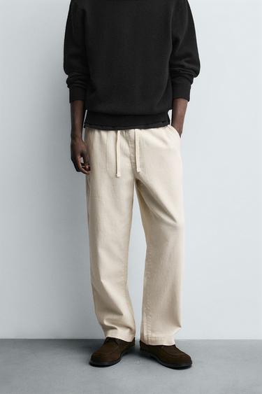 STRUCTURED JOGGER WAIST TROUSERS - Light beige by Zara