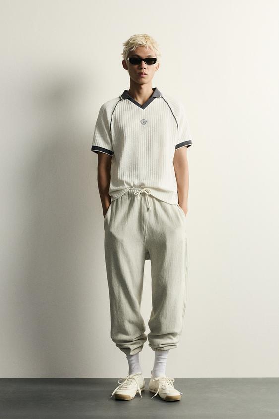 RETRO FOOTBALL JACQUARD CONTRAST POLO SHIRT - Light beige by Zara - Image 0