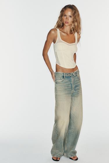 COMBINED CORSETRY-INSPIRED TOP - Ecru by Zara