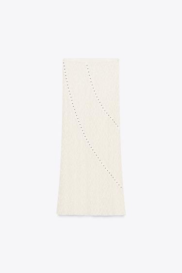 STUDDED LACE MIDI SKIRT - Ecru by Zara