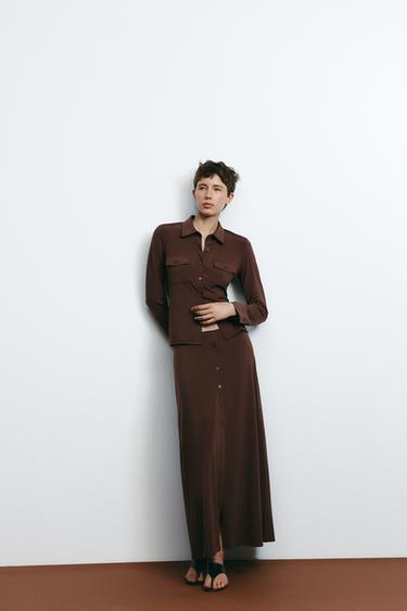 SHIRT WITH POCKETS - Brown by Zara - Image 0