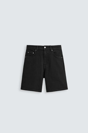 REGULAR FIT DENIM BERMUDA SHORTS - Black by Zara