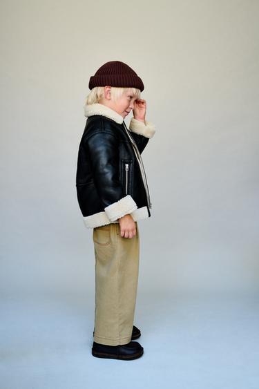 DOUBLE-FACED LEATHER EFFECT FAUX SHEARLING JACKET - Black by Zara