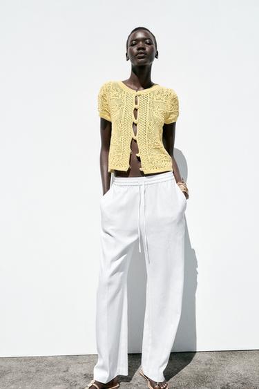 CROCHET KNIT TOP - Yellow by Zara - Image 0