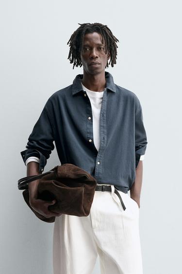 COLOURED DENIM SHIRT - Petrol blue by Zara