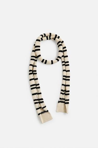 STRIPED KNIT SCARF - LIMITED EDITION - Ecru by Zara