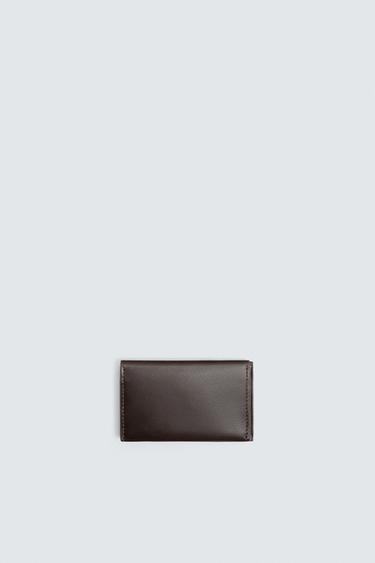 LEATHER FOLDING CARD HOLDER - Brown by Zara - Image 0