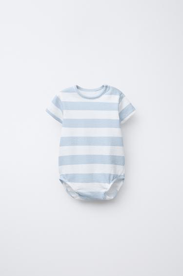 STRIPED BODYSUIT - Light blue by Zara - Image 0