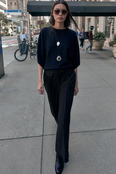 WIDE-LEG TROUSERS WITH DARTS - Black by Zara