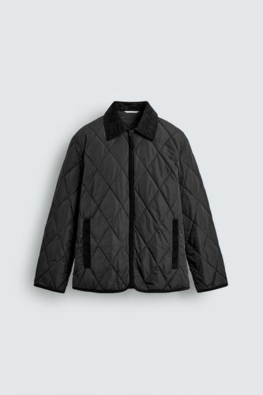 CONTRAST COLLAR QUILTED JACKET - Black by Zara