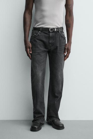FLARE FIT JEANS WITH SPLIT HEM - Charcoal by Zara