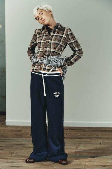 VARSITY TROUSERS - Navy blue by Zara