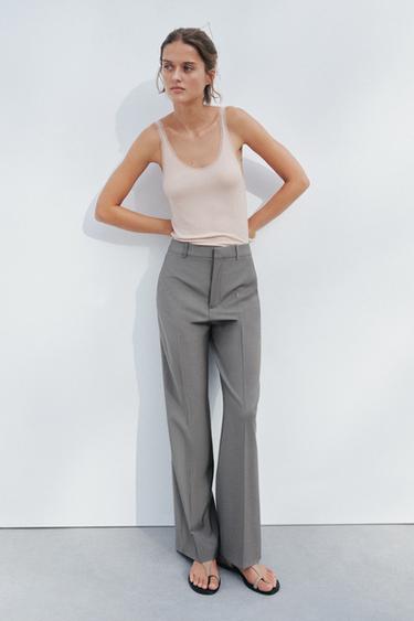 ZW COLLECTION 100% WOOL STRAIGHT-LEG TROUSERS - Grey by Zara - Image 0