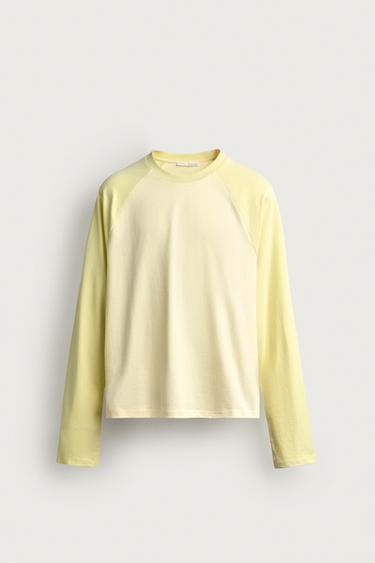 RELAXED FIT COLOUR BLOCK T-SHIRT - Apple green by Zara