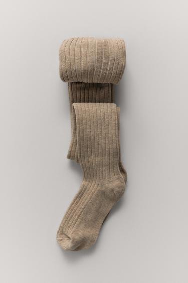 PLAIN RIBBED TIGHTS - Light beige by Zara