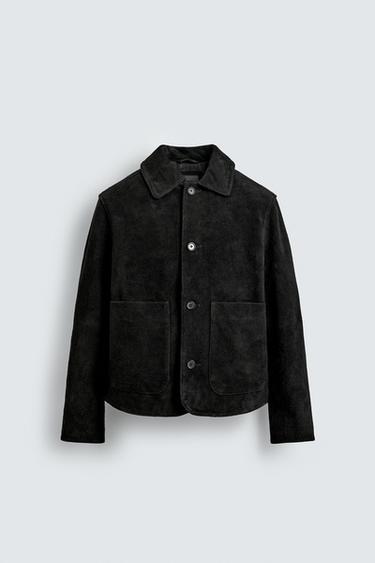 SPLIT SUEDE LEATHER JACKET - Black by Zara