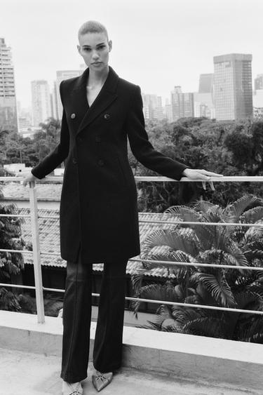 WOOL BLEND DOUBLE-BREASTED COAT - Black by Zara - Image 0
