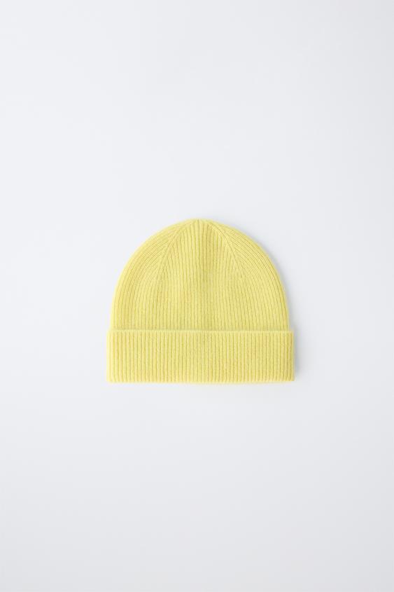 100% CASHMERE BEANIE - Yellow by Zara - Image 0