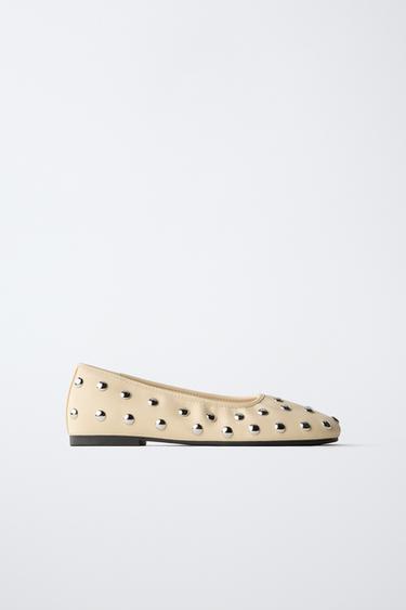 STUDDED BALLET FLATS -  by Zara
