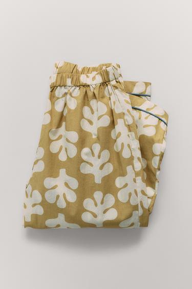 6-14 YEARS/ SHAPES PRINT SHIRT AND TROUSERS PYJAMAS - Green by Zara