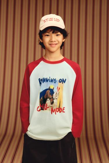 HORSE RAGLAN SLEEVE T-SHIRT - White by Zara