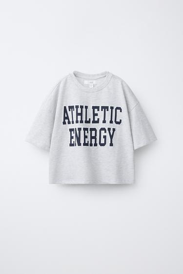 VARSITY SLOGAN T-SHIRT - Grey marl by Zara