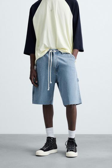 CARPENTER POCKET DENIM BERMUDA SHORTS - Light blue by Zara