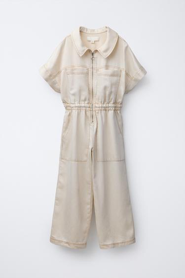 FLOWING LONG JUMPSUIT - Beige by Zara