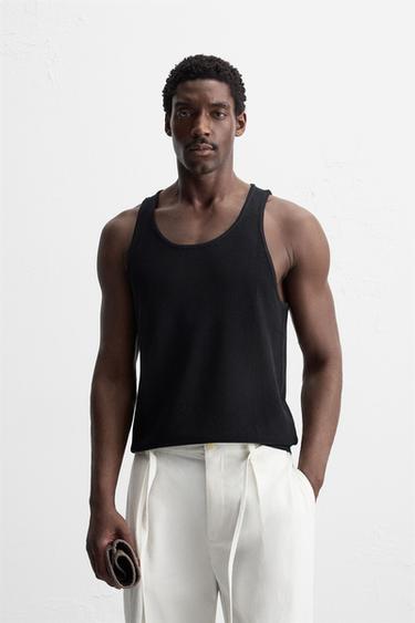 KNIT TANK TOP - Black by Zara