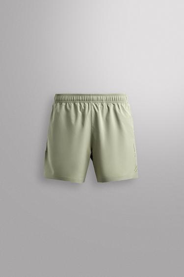 LIGHTWEIGHT PERFORATED SHORTS - Grey green by Zara