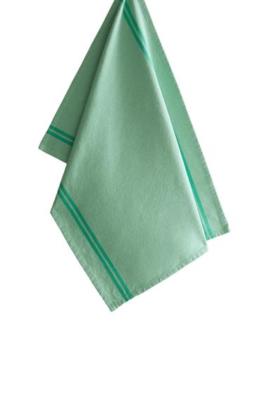 STRIPED COTTON TEA TOWEL - Turquoise by Zara