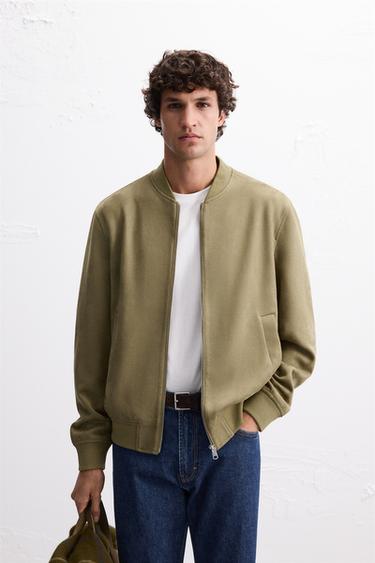 FAUX SUEDE BOMBER JACKET - Khaki by Zara