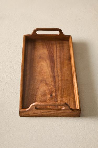 WOODEN TRAY WITH HANDLE - Light beige by Zara
