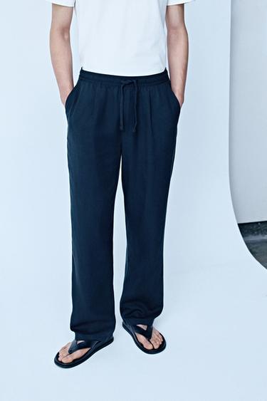 100% LYOCELL RELAXED FIT TROUSERS - Blue by Zara