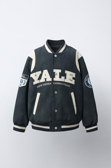 YALE UNIVERSITY™ PRINT LEATHER EFFECT BOMBER JACKET - Blue by Zara